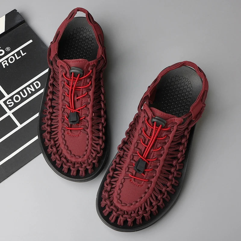 YUYIN Men's Woven Sandals Casual Couple Beach Roman Shoes Trail Shoes Outdoor Hiking Women's Wading Shoes Sandalias De Hombre