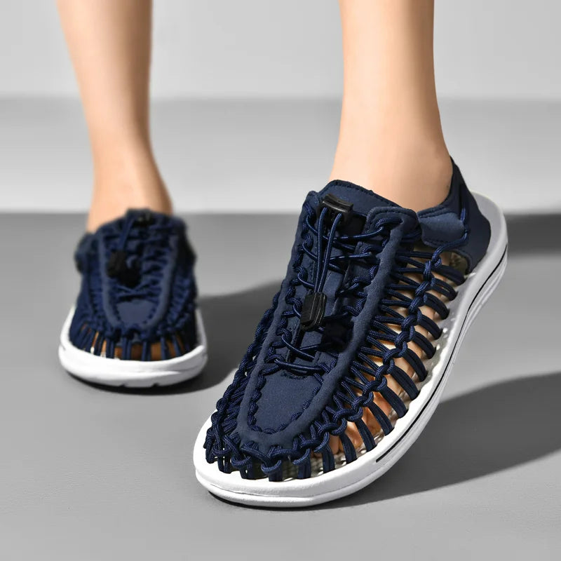 2026 Beach Sandals Breathable Casual Flat Outdoor Couples Size Summer Men Fashion Handmade Weaving Design