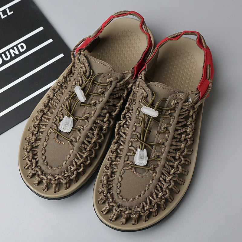 YUYIN Men's Woven Sandals Casual Couple Beach Roman Shoes Trail Shoes Outdoor Hiking Women's Wading Shoes Sandalias De Hombre