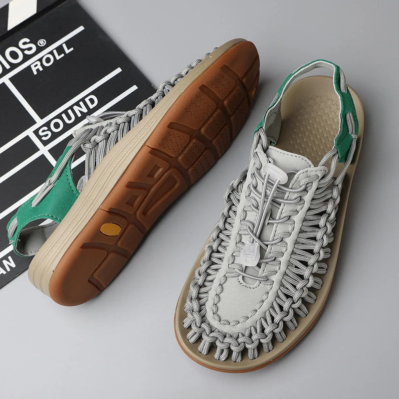 YUYIN Men's Woven Sandals Casual Couple Beach Roman Shoes Trail Shoes Outdoor Hiking Women's Wading Shoes Sandalias De Hombre